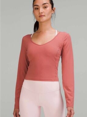 Lululemon align top Long Sleeve Scoop Neck Crop Top - Rose Clay